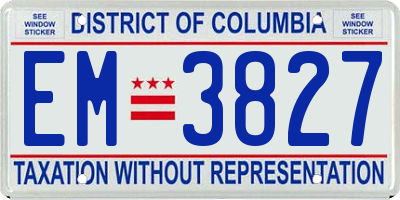 DC license plate EM3827