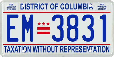 DC license plate EM3831