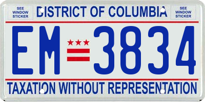 DC license plate EM3834