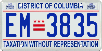 DC license plate EM3835