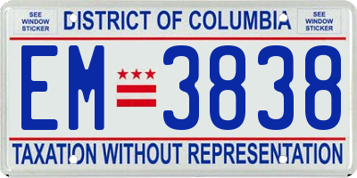 DC license plate EM3838