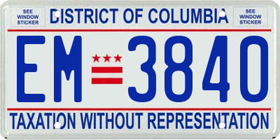 DC license plate EM3840