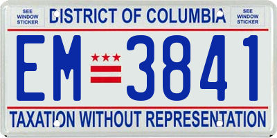 DC license plate EM3841