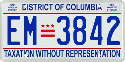 DC license plate EM3842