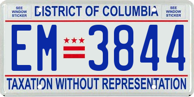 DC license plate EM3844