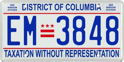 DC license plate EM3848