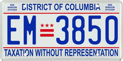 DC license plate EM3850