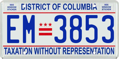 DC license plate EM3853