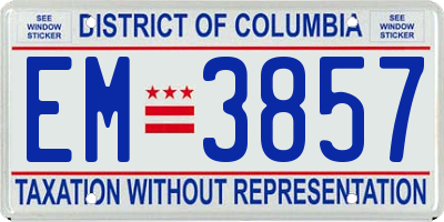 DC license plate EM3857