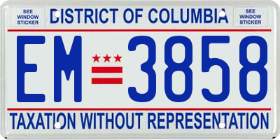 DC license plate EM3858