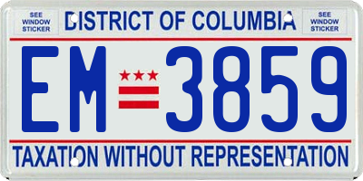 DC license plate EM3859