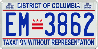 DC license plate EM3862