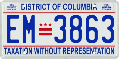DC license plate EM3863