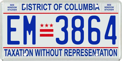 DC license plate EM3864