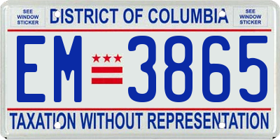 DC license plate EM3865