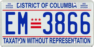 DC license plate EM3866