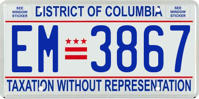 DC license plate EM3867