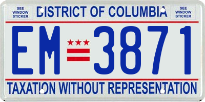 DC license plate EM3871