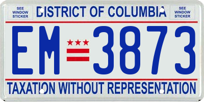 DC license plate EM3873