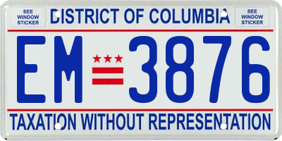 DC license plate EM3876