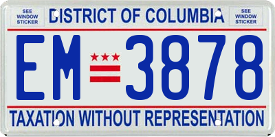 DC license plate EM3878