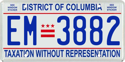 DC license plate EM3882
