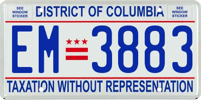 DC license plate EM3883