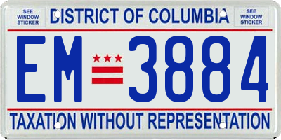 DC license plate EM3884