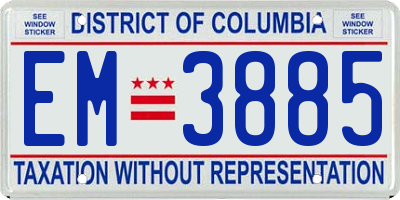 DC license plate EM3885