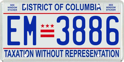 DC license plate EM3886