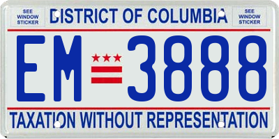 DC license plate EM3888