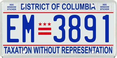 DC license plate EM3891