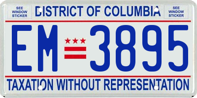 DC license plate EM3895