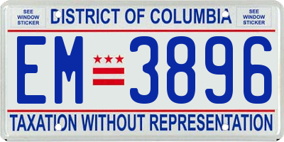DC license plate EM3896