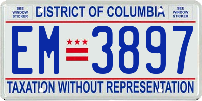 DC license plate EM3897