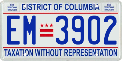 DC license plate EM3902