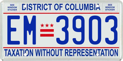 DC license plate EM3903