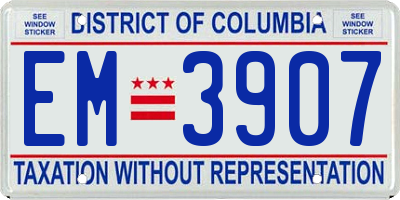 DC license plate EM3907