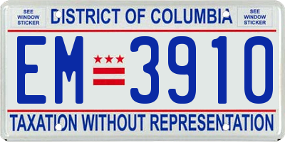 DC license plate EM3910