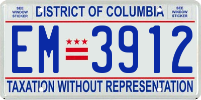 DC license plate EM3912