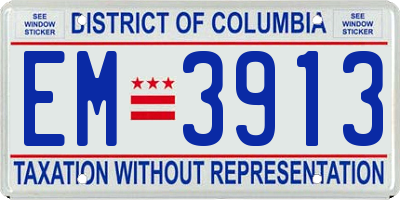 DC license plate EM3913