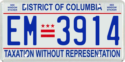 DC license plate EM3914