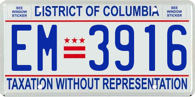 DC license plate EM3916