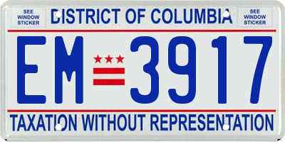 DC license plate EM3917