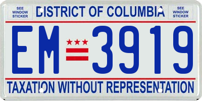 DC license plate EM3919