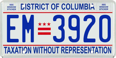 DC license plate EM3920