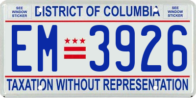 DC license plate EM3926