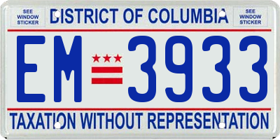 DC license plate EM3933