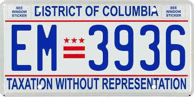 DC license plate EM3936