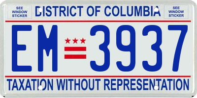 DC license plate EM3937